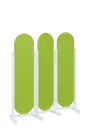 ATMOSFERE ROUND 316, dřevěný 3-dílný paraván, mobilní, výška 1600 mm, rám bílá, výplň jarní zeleň