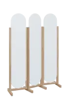 ATMOSFERE ROUND 319, dřevěný 3-dílný paraván, mobilní, výška 1900 mm, rám dub bardolino, výplň bílá