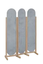 ATMOSFERE ROUND 319, dřevěný 3-dílný paraván, mobilní, výška 1900 mm, rám dub bardolino, výplň beton