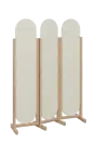 ATMOSFERE ROUND 319, dřevěný 3-dílný paraván, mobilní, výška 1900 mm, rám dub bardolino, výplň smetanová