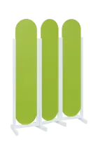 ATMOSFERE ROUND 319, dřevěný 3-dílný paraván, mobilní, výška 1900 mm, rám bílá, výplň jarní zeleň