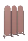 ATMOSFERE ROUND 319, dřevěný 3-dílný paraván, mobilní, výška 1900 mm, rám sandy lilac, výplň antická růžová