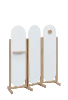 ATMOSFERE ROUND 416, dřevěný 3-dílný paraván, mobilní, výška 1600 mm, rám dub bardolino, výplň bílá,