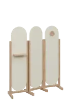 ATMOSFERE ROUND 416, dřevěný 3-dílný paraván, mobilní, výška 1600 mm, rám dub bardolino, výplň smeta