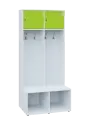 SZB - 180 - 80 šatní skříň s botníkem, 2-dvéřová, 1800x800x300/600 mm, korpus bílá, horní dvířka jarní zeleň