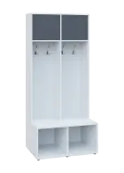 SZB - 180 - 80 šatní skříň s botníkem, 2-dvéřová, 1800x800x300/600 mm, korpus bílá, horní dvířka ant