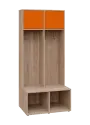 SZB - 180 - 80 šatní skříň s botníkem, 2-dvéřová, 1800x800x300/600 mm, korpus dub bardolino, horní dvířka pomeranč