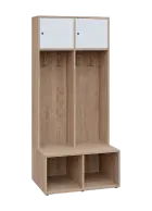 SZB - 180 - 80 šatní skříň s botníkem, 2-dvéřová, 1800x800x300/600 mm, korpus dub bardolino, horní d