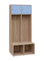 SZB - 180 - 80 šatní skříň s botníkem, 2-dvéřová, 1800x800x300/600 mm, korpus dub bardolino, horní dvířka blankyt