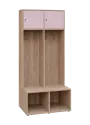 SZB - 180 - 80 šatní skříň s botníkem, 2-dvéřová, 1800x800x300/600 mm, korpus dub bardolino, horní dvířka pastelově růžová