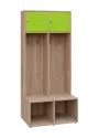 SZB - 180 - 80 šatní skříň s botníkem, 2-dvéřová, 1800x800x300/600 mm, korpus dub bardolino, horní dvířka jarní zeleň