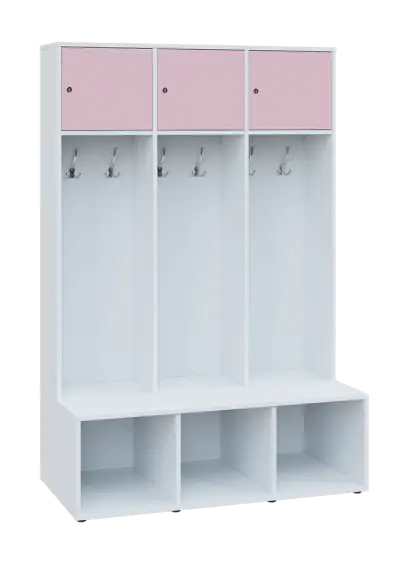SZB - 180 - 120 šatní skříň s botníkem, 3-dvéřová, 1800x1200x300/600 mm, korpus bílá, horní dvířka p