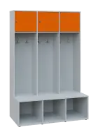 SZB - 180 - 120 šatní skříň s botníkem, 3-dvéřová, 1800x1200x300/600 mm, korpus šedá, horní dvířka p