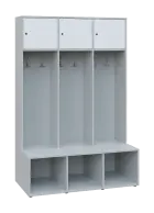 SZB - 180 - 120 šatní skříň s botníkem, 3-dvéřová, 1800x1200x300/600 mm, korpus šedá, horní dvířka b