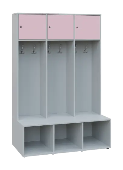 SZB - 180 - 120 šatní skříň s botníkem, 3-dvéřová, 1800x1200x300/600 mm, korpus šedá, horní dvířka p