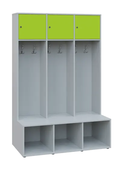 SZB - 180 - 120 šatní skříň s botníkem, 3-dvéřová, 1800x1200x300/600 mm, korpus šedá, horní dvířka j