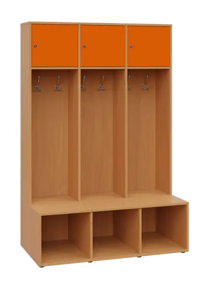 SZB - 180 - 120 šatní skříň s botníkem, 3-dvéřová, 1800x1200x300/600 mm, korpus buk royal, horní dví