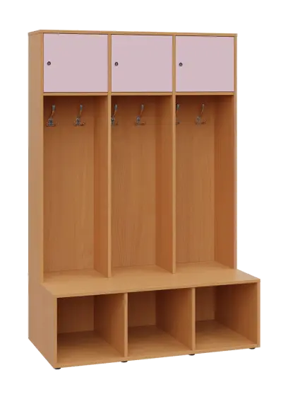 SZB - 180 - 120 šatní skříň s botníkem, 3-dvéřová, 1800x1200x300/600 mm, korpus buk royal, horní dví