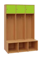 SZB - 180 - 120 šatní skříň s botníkem, 3-dvéřová, 1800x1200x300/600 mm, korpus buk royal, horní dví