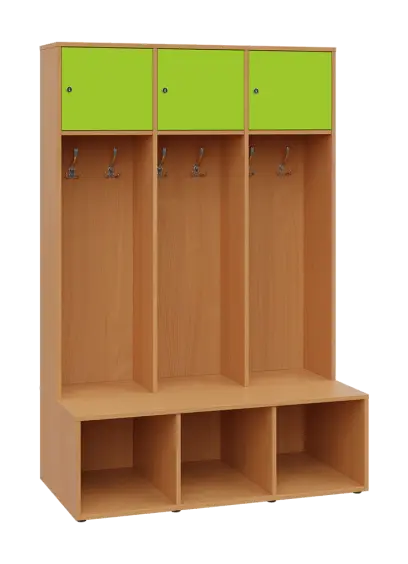 SZB - 180 - 120 šatní skříň s botníkem, 3-dvéřová, 1800x1200x300/600 mm, korpus buk royal, horní dví