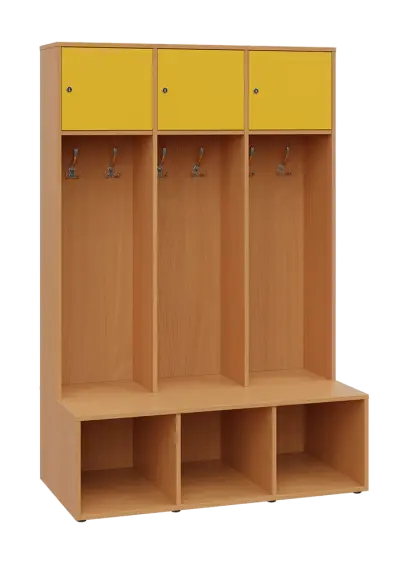 SZB - 180 - 120 šatní skříň s botníkem, 3-dvéřová, 1800x1200x300/600 mm, korpus buk royal, horní dví