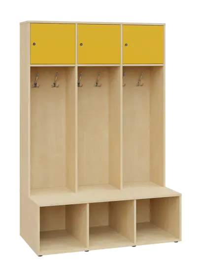 SZB - 180 - 120 šatní skříň s botníkem, 3-dvéřová, 1800x1200x300/600 mm, korpus bříza irská, horní d