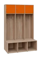 SZB - 180 - 120 šatní skříň s botníkem, 3-dvéřová, 1800x1200x300/600 mm, korpus dub bardolino, horní