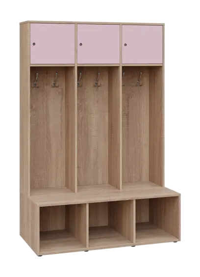 SZB - 180 - 120 šatní skříň s botníkem, 3-dvéřová, 1800x1200x300/600 mm, korpus dub bardolino, horní