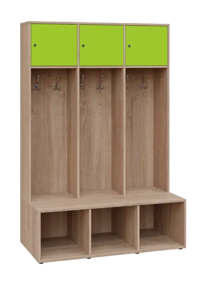 SZB - 180 - 120 šatní skříň s botníkem, 3-dvéřová, 1800x1200x300/600 mm, korpus dub bardolino, horní