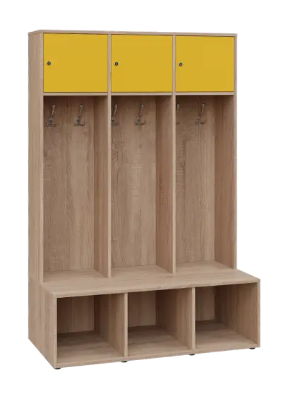 SZB - 180 - 120 šatní skříň s botníkem, 3-dvéřová, 1800x1200x300/600 mm, korpus dub bardolino, horní