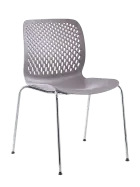 SKY, židle plastová, kostra chrom, šedá