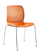 SKY, židle plastová, kostra chrom, oranžová