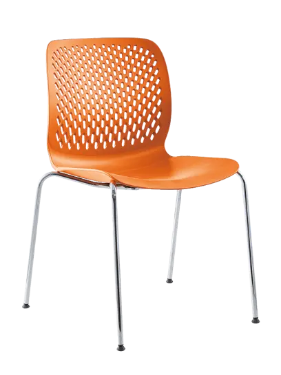 SKY, židle plastová, kostra chrom, oranžová