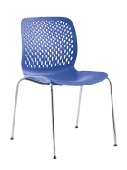 SKY, židle plastová, kostra chrom, modrá