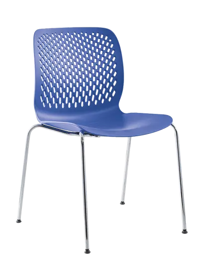 SKY, židle plastová, kostra chrom, modrá