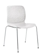 SKY, židle plastová, kostra chrom, bílá