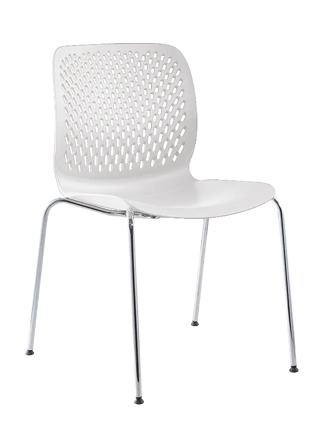 SKY, židle plastová, kostra chrom, bílá