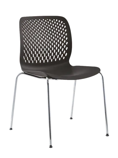 SKY, židle plastová, kostra chrom, černá
