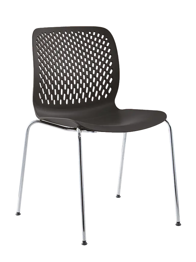 SKY, židle plastová, kostra chrom, černá