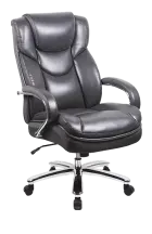 BULL židle kancelářská, černá kůže, kříž chrom, područky chromové