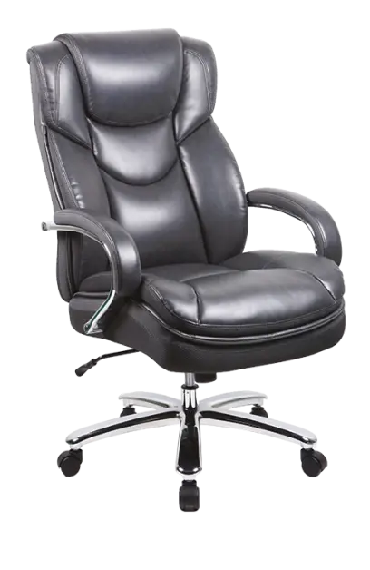 BULL židle kancelářská, černá kůže, kříž chrom, područky chromové