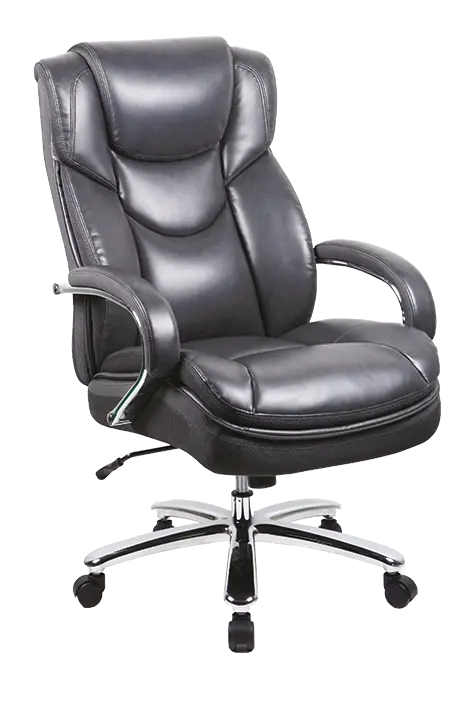 BULL židle kancelářská, černá kůže, kříž chrom, područky chromové