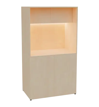 KUCH - CUBE 2 kuchyňka, bez vybavení, 1800x1000x600 mm, LED osvětlení, horní výklopné skříňky, bříza irská