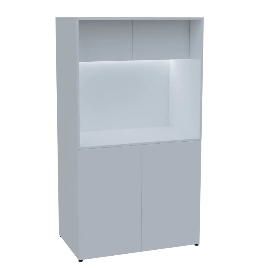 KUCH - CUBE 2 kuchyňka, bez vybavení, 1800x1000x600 mm, LED osvětlení, horní výklopné skříňky, bílá