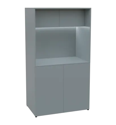 KUCH - CUBE 2 kuchyňka, bez vybavení, 1800x1000x600 mm, LED osvětlení, horní výklopné skříňky, šedá