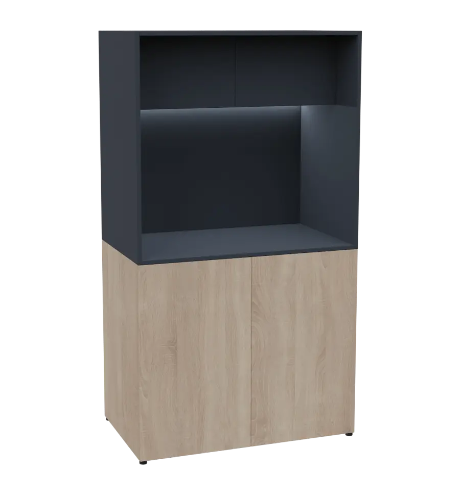 KUCH - CUBE 2 kuchyňka, bez vybavení, 1800x1000x600 mm, LED osvětlení, horní výklopné skříňky, dub bardolino/antracit