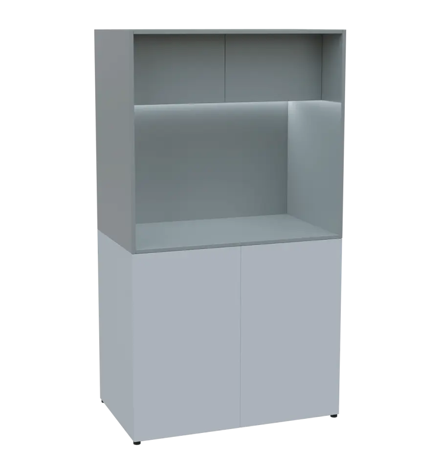 KUCH - CUBE 2 kuchyňka, bez vybavení, 1800x1000x600 mm, LED osvětlení, horní výklopné skříňky, bílá/šedá