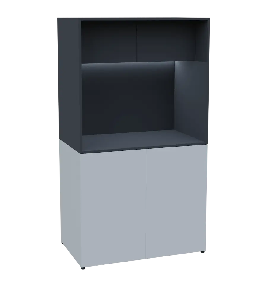 KUCH - CUBE 2 kuchyňka, bez vybavení, 1800x1000x600 mm, LED osvětlení, horní výklopné skříňky, bílá/antracit