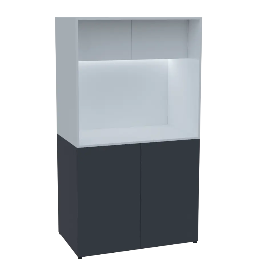 KUCH - CUBE 2 kuchyňka, bez vybavení, 1800x1000x600 mm, LED osvětlení, horní výklopné skříňky, antracit/bílá