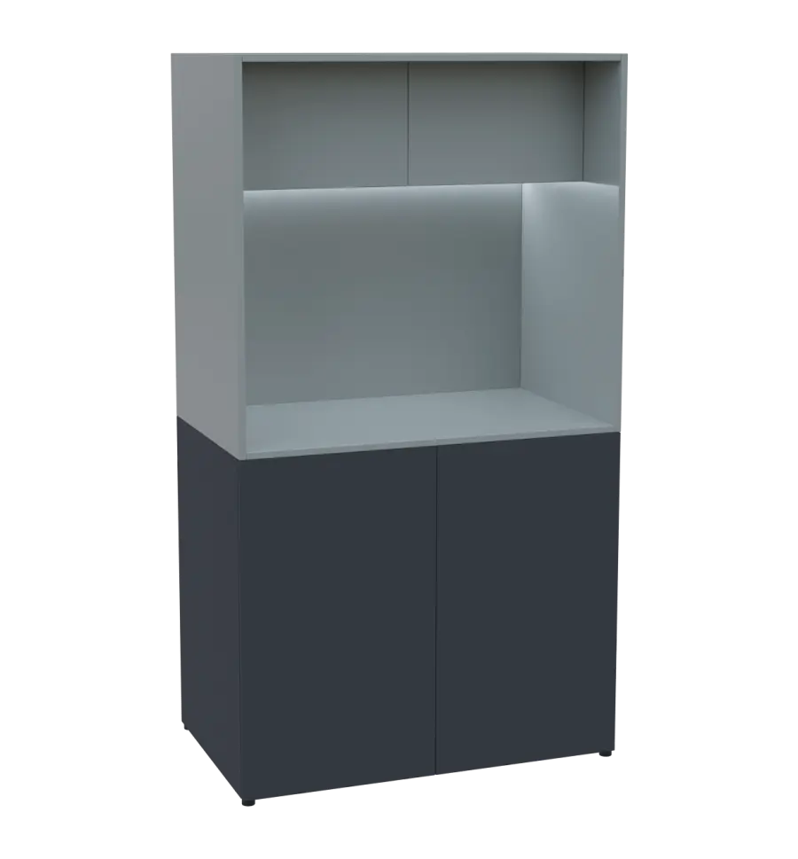 KUCH - CUBE 2 kuchyňka, bez vybavení, 1800x1000x600 mm, LED osvětlení, horní výklopné skříňky, antracit/šedá